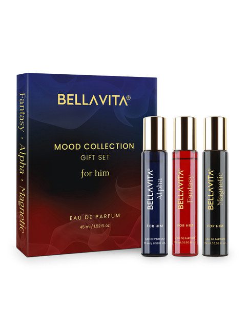 Bella Vita Organic Men Mood Collection Set Of 3 Long Lasting Perfumes - 15 ml Each