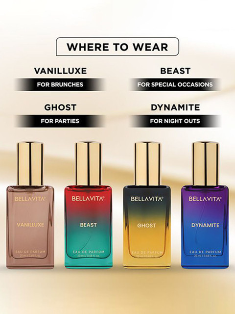 Bella Vita Organic Set Of 4 Beast-Dynamite-Ghost & Vanilluxe Long Lasting EDP - 20 ml Each
