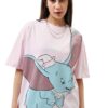 Bewakoof Official Disney Merchandise Women's 100% Cotton Graphic Print Oversized Fit Round Neck T-Shirt