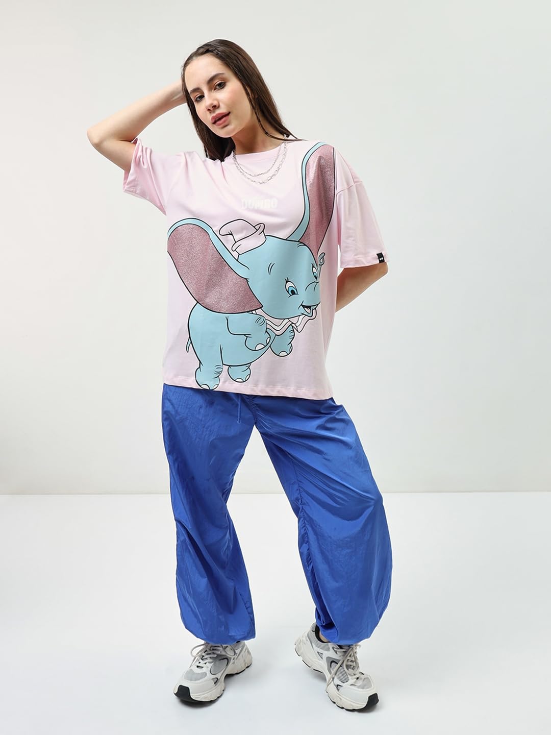 Bewakoof Official Disney Merchandise Women's 100% Cotton Graphic Print Oversized Fit Round Neck T-Shirt