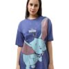 Bewakoof Official Disney Merchandise Women's 100% Cotton Graphic Print Oversized Fit Round Neck T-Shirt