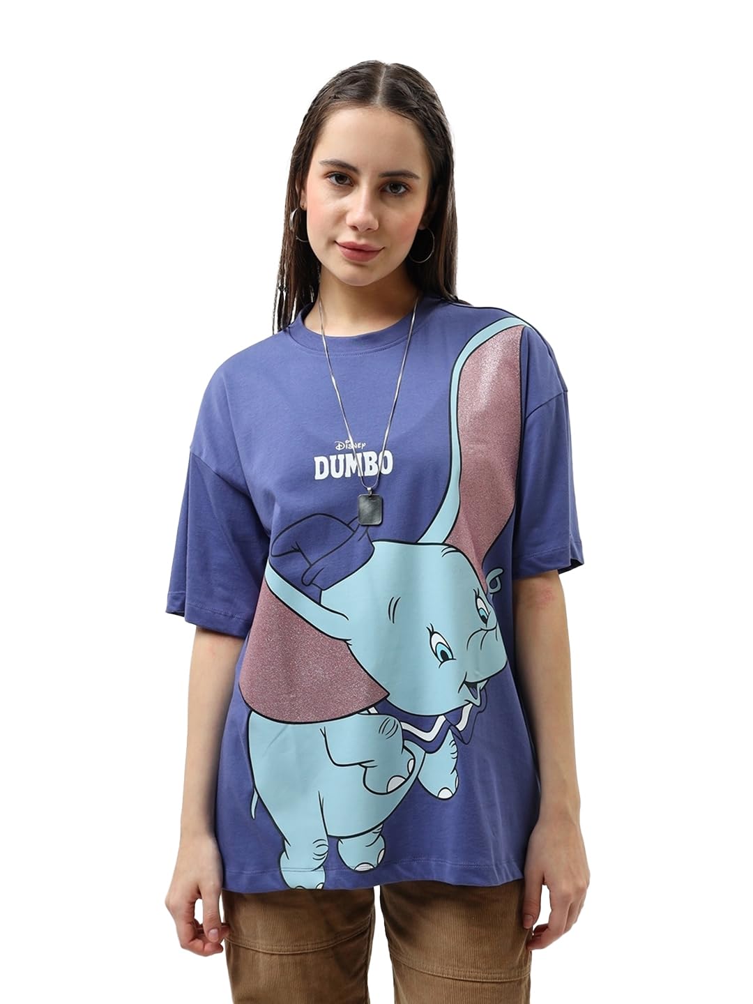 Bewakoof Official Disney Merchandise Women's 100% Cotton Graphic Print Oversized Fit Round Neck T-Shirt