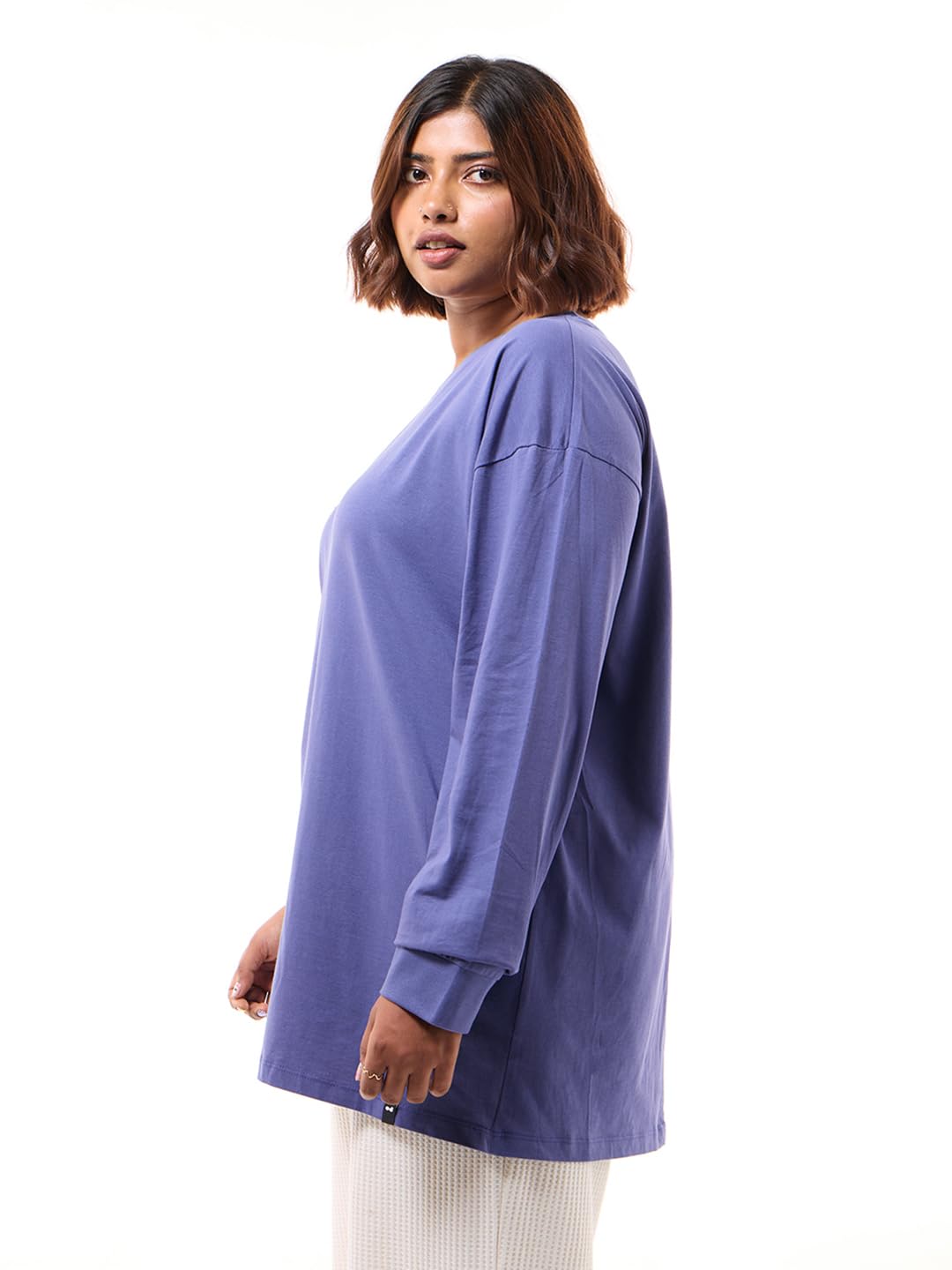 Bewakoof Official Garfield Merchandise Women's Graphic Printed Oversized Fit Half Sleeve Round Neck Cotton Jersey T-Shirt