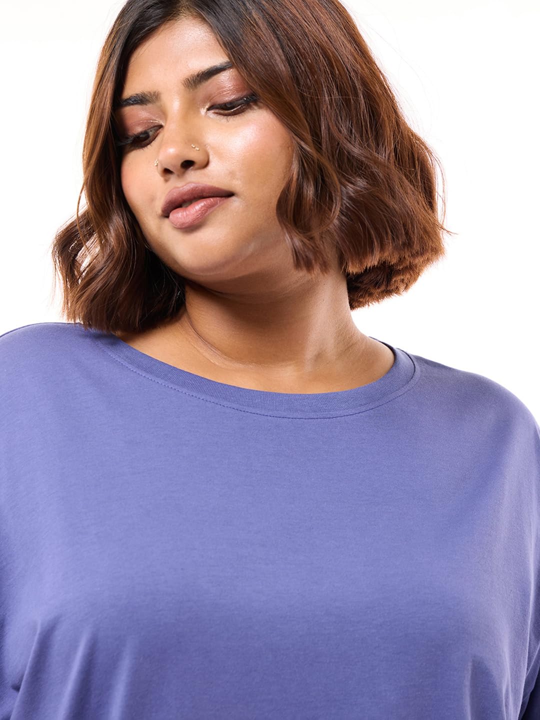 Bewakoof Official Garfield Merchandise Women's Graphic Printed Oversized Fit Half Sleeve Round Neck Cotton Jersey T-Shirt