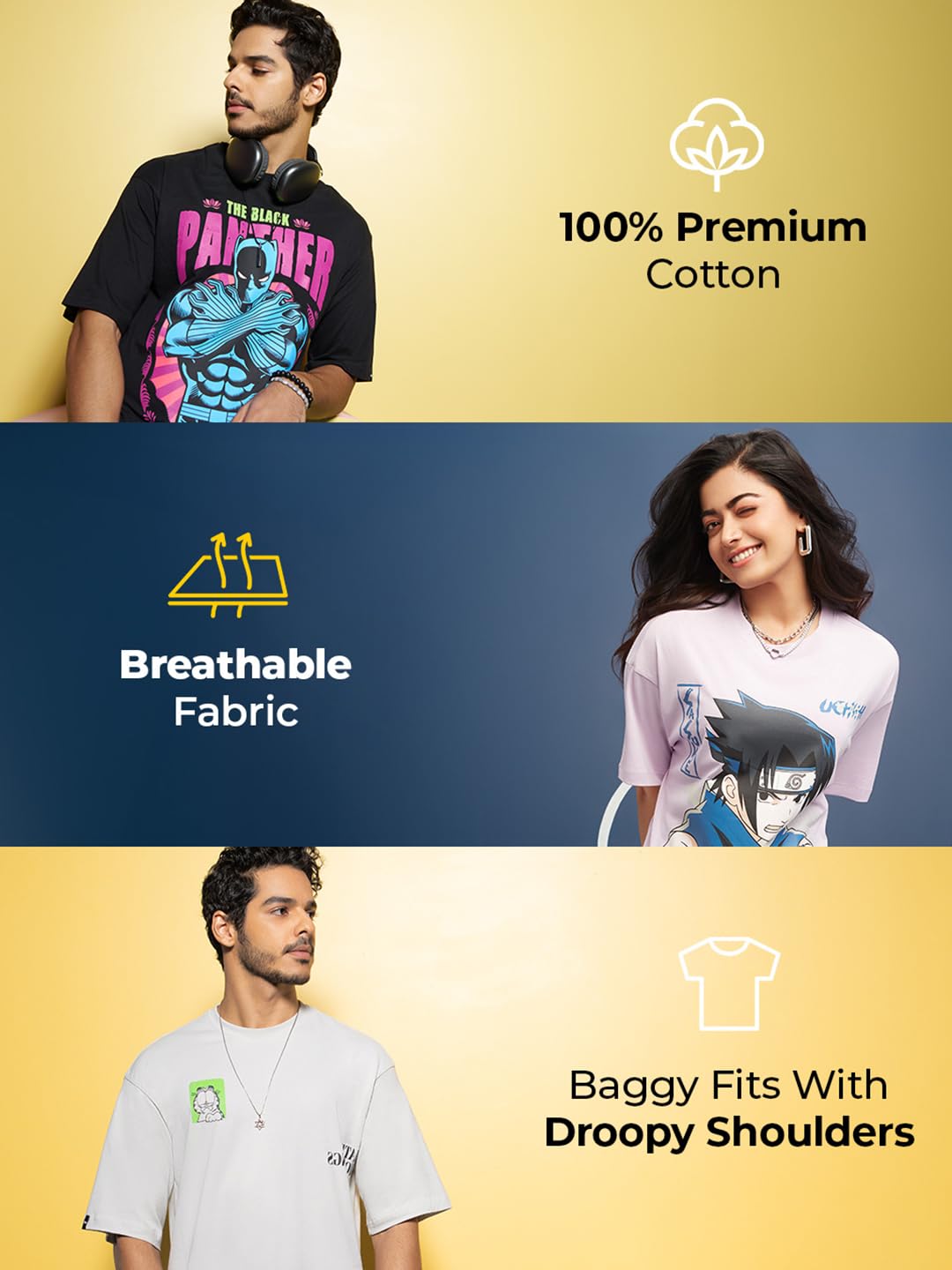 Bewakoof Official Garfield Merchandise Women's Graphic Printed Oversized Fit Half Sleeve Round Neck Cotton Jersey T-Shirt