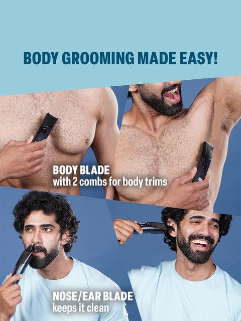 Bombay Shaving Company Men Power Groomer 11-in-1 Beard & Body Trimmer - Blue & Black