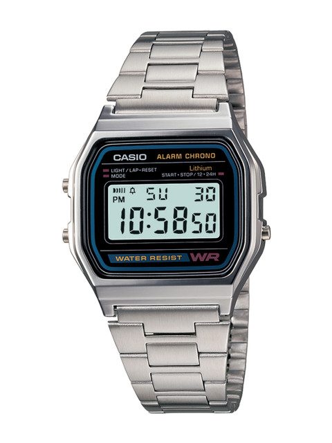 CASIO Vintage A158WA-1DF Black Digital Dial Silver Stainless Steel Band D011