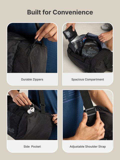 CULT 25 Litre Gym/Duffle Bag with Side Pocket & Shoulder Strap Comfortable Handle Black