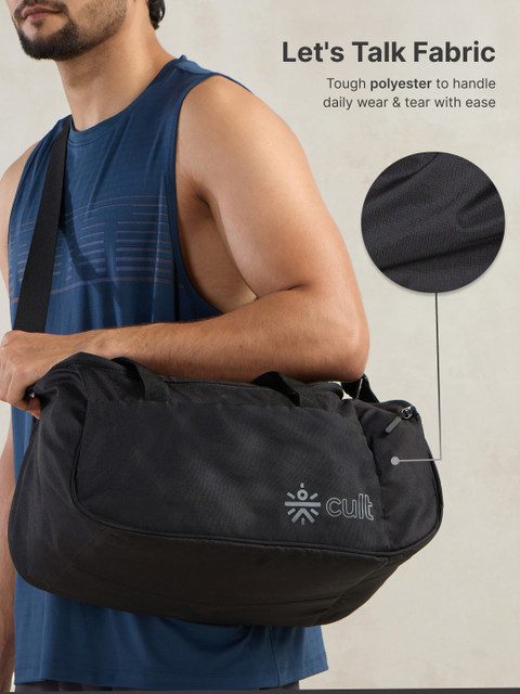 CULT 25 Litre Gym/Duffle Bag with Side Pocket & Shoulder Strap Comfortable Handle Black