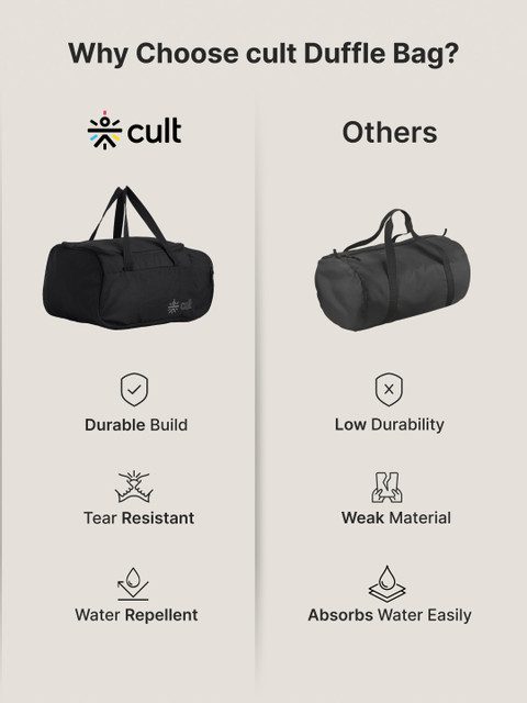 CULT 25 Litre Gym/Duffle Bag with Side Pocket & Shoulder Strap Comfortable Handle Black