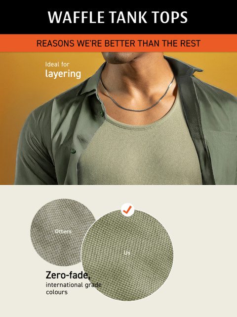 DAMENSCH Statement Waffle Premium Waffle Texture Colours by High IQ Dyes Tank Tops