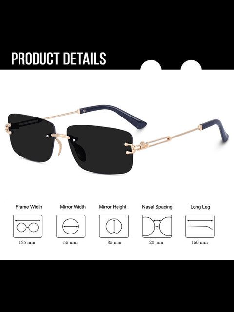 Dervin Unisex Rectangle Sunglasses with UV Protected Lens