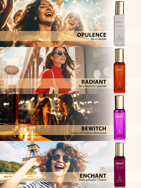 Envy Women Set of 4 Eau De Parfum 20 ml Each - Opulence, Bewitch, Radiant, Enchant