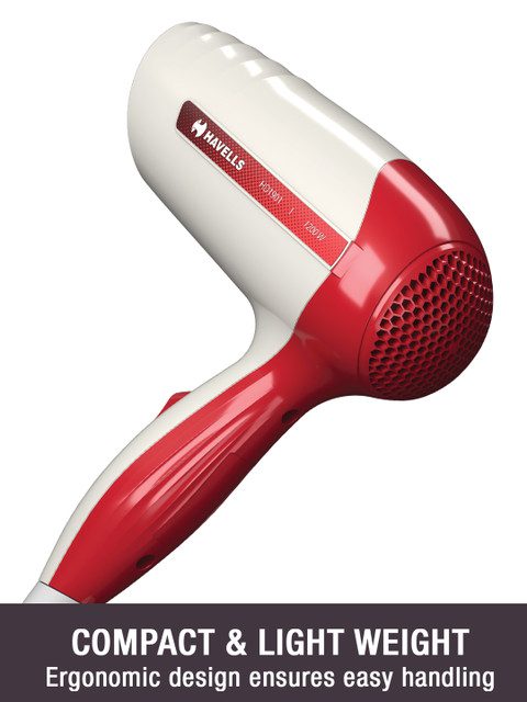 Havells HD1901 Travel Friendly 1200W Hair Dryer - White & Red