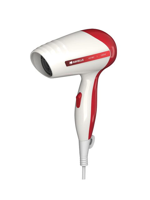 Havells HD1901 Travel Friendly 1200W Hair Dryer - White & Red