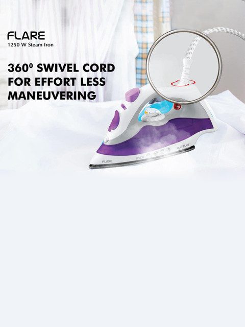 Havells Steamo Purple Plastic Temperature Control Steam Iron-1250W
