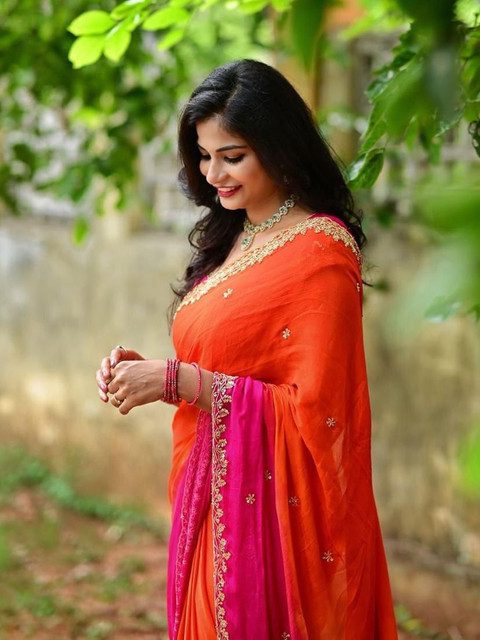 HERE&NOW Ombre Embroidered Saree