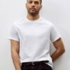 HM Men White Solid Cotton Pure Cotton T-shirt Regular Fit