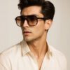 IRUS by IDEE Unisex Brown Lens & Black Square Sunglasses with UV Protected Lens