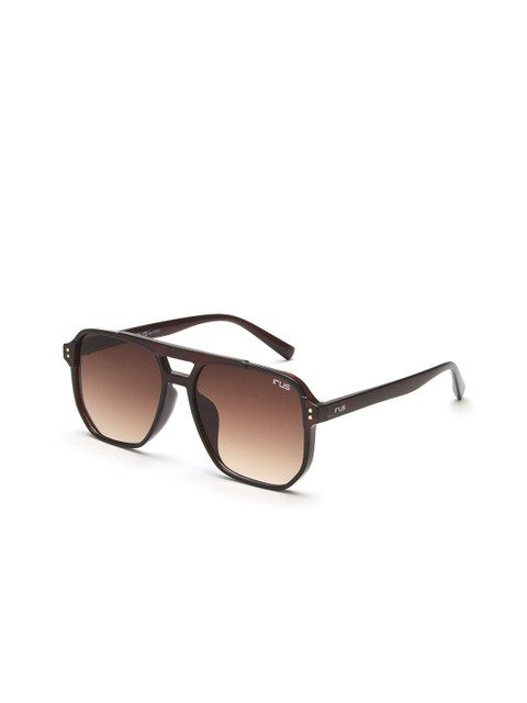 IRUS by IDEE Unisex Brown Lens & Black Square Sunglasses with UV Protected Lens
