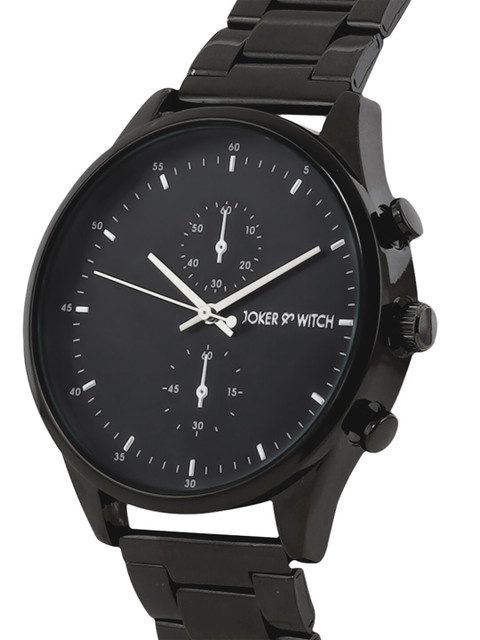 JOKER & WITCH Men Black Patterned Metallic Dial & Black Straps Analogue Watch