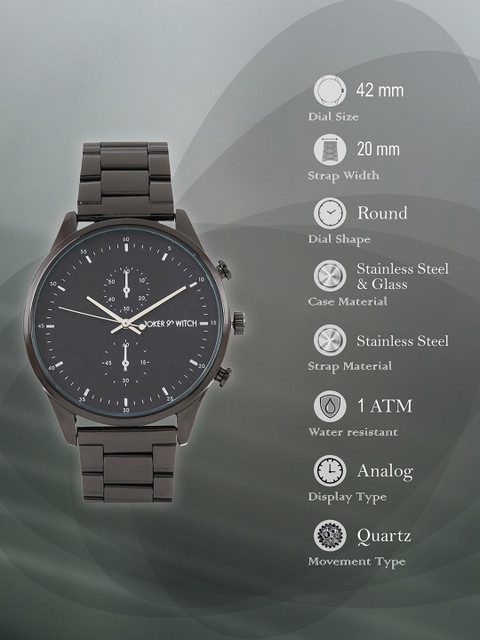 JOKER & WITCH Men Black Patterned Metallic Dial & Black Straps Analogue Watch