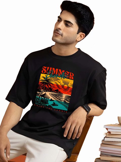 KAIDO Men Printed Drop-Shoulder Sleeves Bio Finish T-shirt