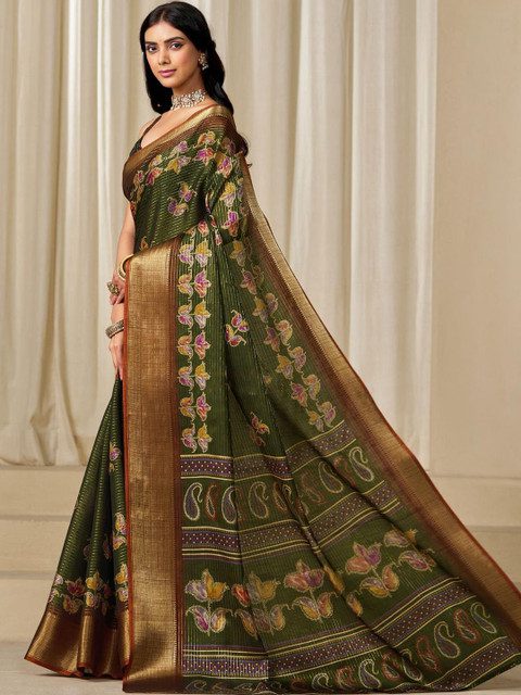 KALINI Woven Design Zardozi Silk Blend Patola Saree