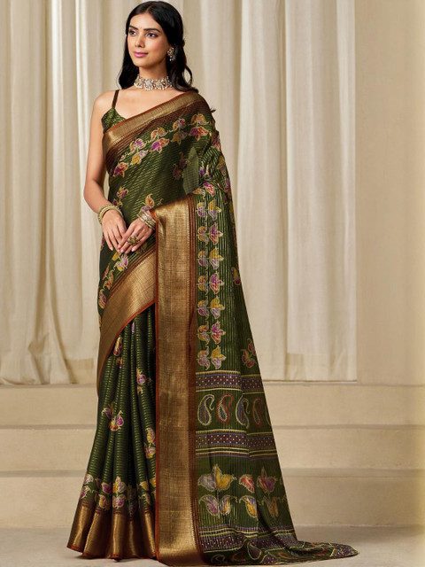 KALINI Woven Design Zardozi Silk Blend Patola Saree