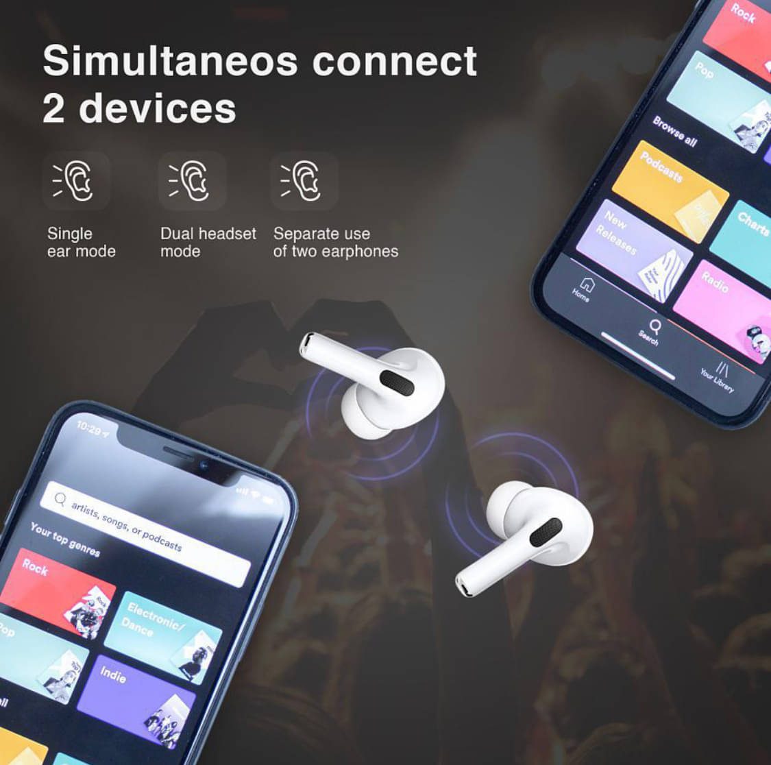 Life Like Bluetooth Earbuds Earphone A10 Pro 2 Touch In Ear TWS White