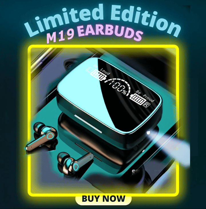 M19-19 Earbuds TWS Earphone Touch Control Mirror Digital Display Wireless Bluetooth 5.1 Headphones With Microphone