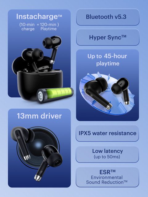 NOISE Buds Aero With 45hrs Playtime, Instacharge and 13mm Driver Truly Wireless Earbuds