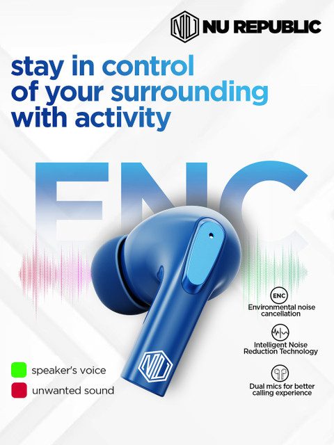 Nu Republic Epic X3 Earbuds with Upto 48 hrs Playtime & ENC TWS With X-Bass Technology