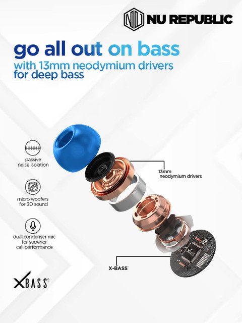 Nu Republic Epic X3 Earbuds with Upto 48 hrs Playtime & ENC TWS With X-Bass Technology