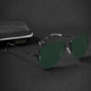 OKNO Polarised and UV Protected Lens Unisex Metal Green Aviator Sunglasses