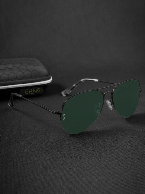 OKNO Polarised and UV Protected Lens Unisex Metal Green Aviator Sunglasses