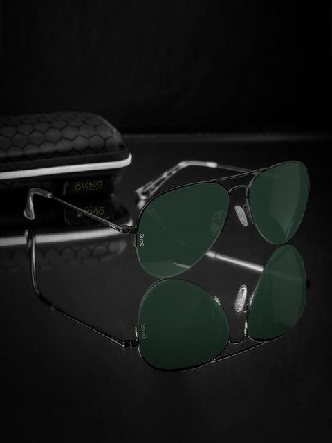OKNO Polarised and UV Protected Lens Unisex Metal Green Aviator Sunglasses