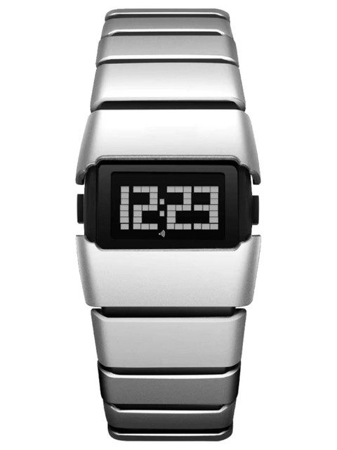 PAPIO Men Dial & Bracelet Style Straps Digital Alarm Watch DIGI-042 SILVER-BLACK