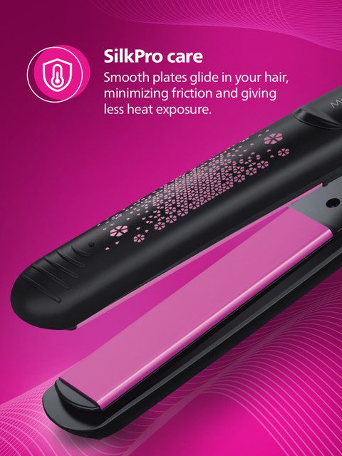 Philips Hair Straightener BHS216/00 with Ceramic Plates - Black & Pink