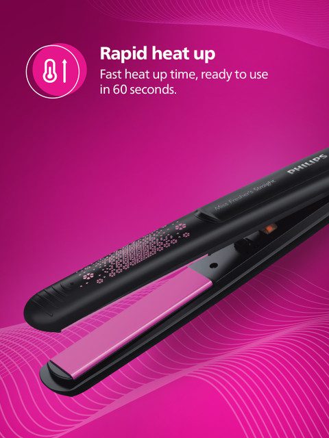 Philips Hair Straightener BHS216/00 with Ceramic Plates - Black & Pink