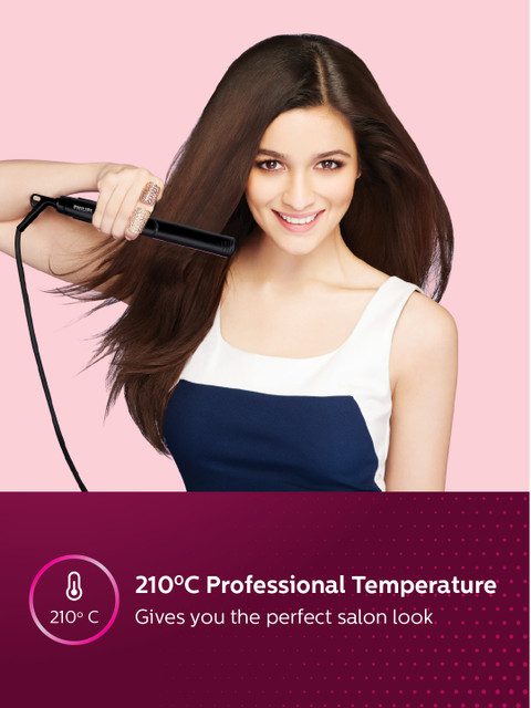 Philips HP8302/06 Selfie SilkPro Care Hair Straightener with Ceramic Plates- Black