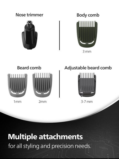 Philips MG3724/30 All-In-One Multigroomer Trimmer for Beard, Nose & Body - Black