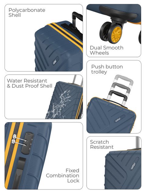 Safari Accent Polycarbonate 8 wheel Hard Large Trolley Suitcase 76 cm