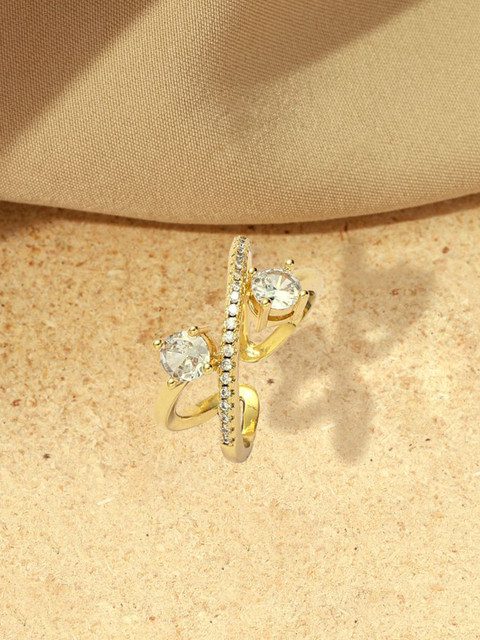 SALTY Celestial AD Gold Ring For Women & Girls Finger Ring Jewellery Accessories