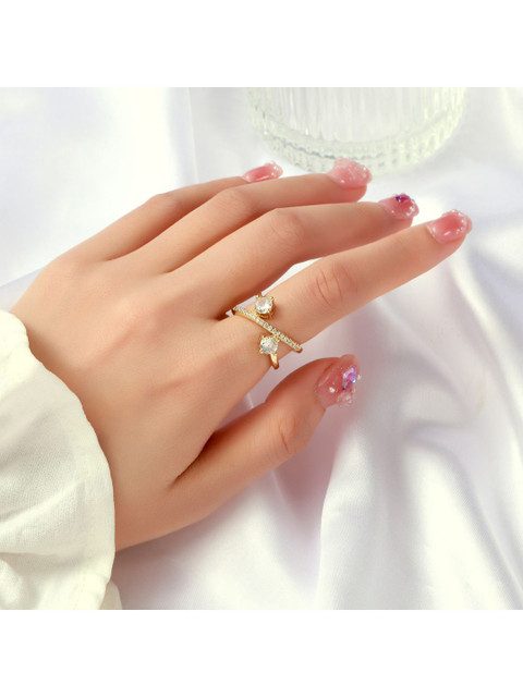 SALTY Celestial AD Gold Ring For Women & Girls Finger Ring Jewellery Accessories