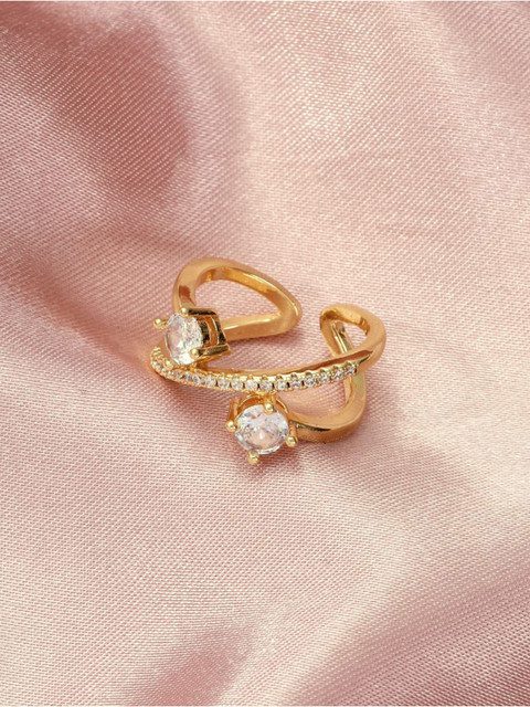 SALTY Celestial AD Gold Ring For Women & Girls Finger Ring Jewellery Accessories