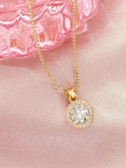 SALTY Stone Studded Gleam Kiss Pendant & Chain Jewellery Accessories