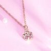 SALTY Stone Studded Stainless Steel Rose Charm Pendant & Chain Jewellery Accessories