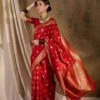 Sangria Ethnic Motif Zari Woven Banarasi Saree With Blouse