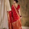 Sangria Ethnic Motif Zari Woven Banarasi Saree With Blouse